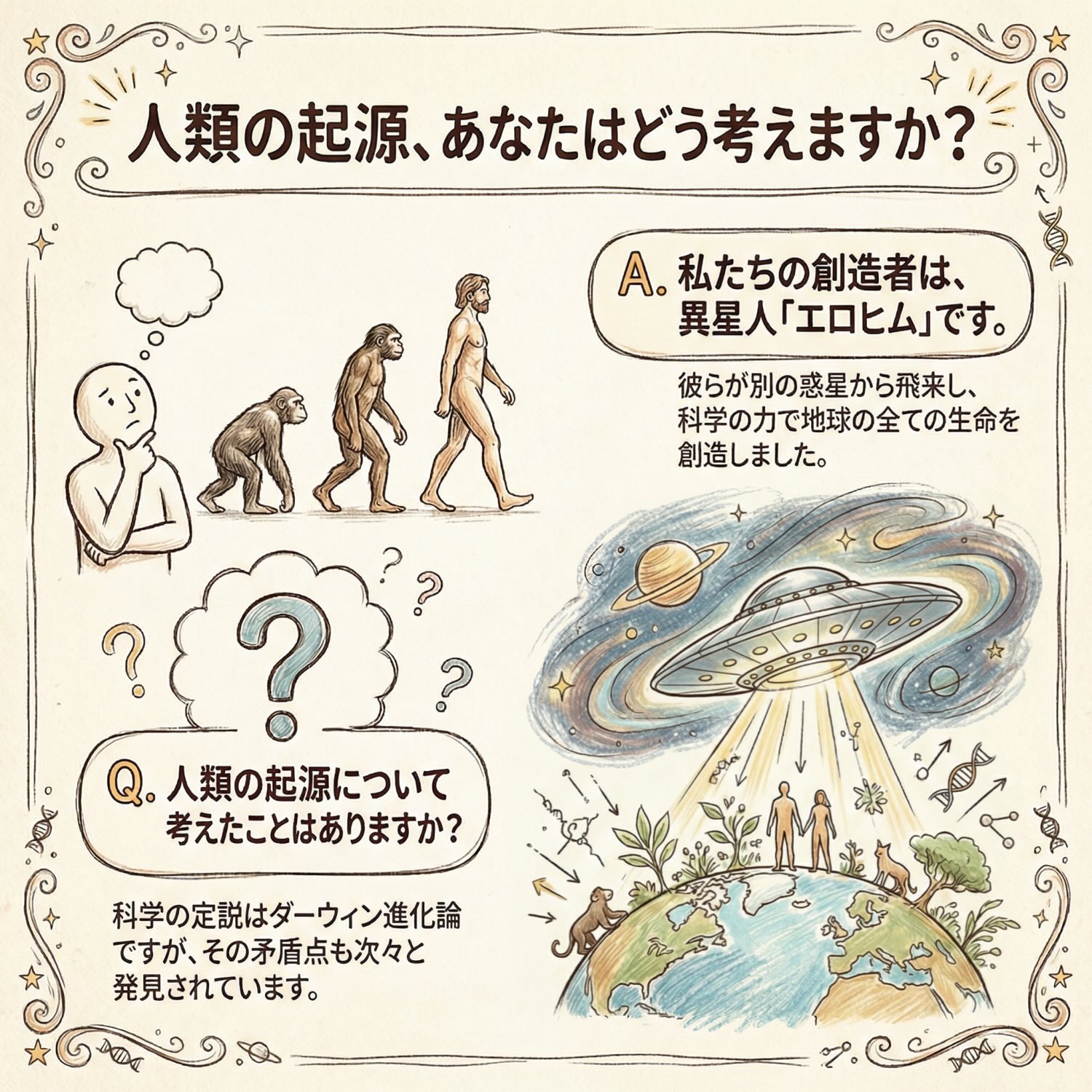 人類の起源についてのイラスト